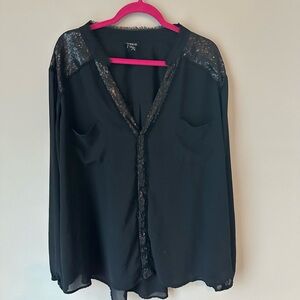 Chiffon dress button down shirt with sequin design , very bling . Plus size